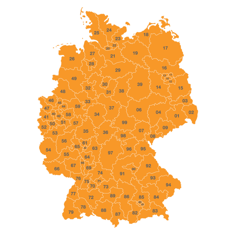 mapa kodów pocztowych Niemcy